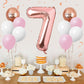 40 Inch Rose Gold Number 7 Balloon, 7Th Birthday Balloons, 11Pcs Rose Gold Birthday Print Balloons Matt White Pink Latex Balloon