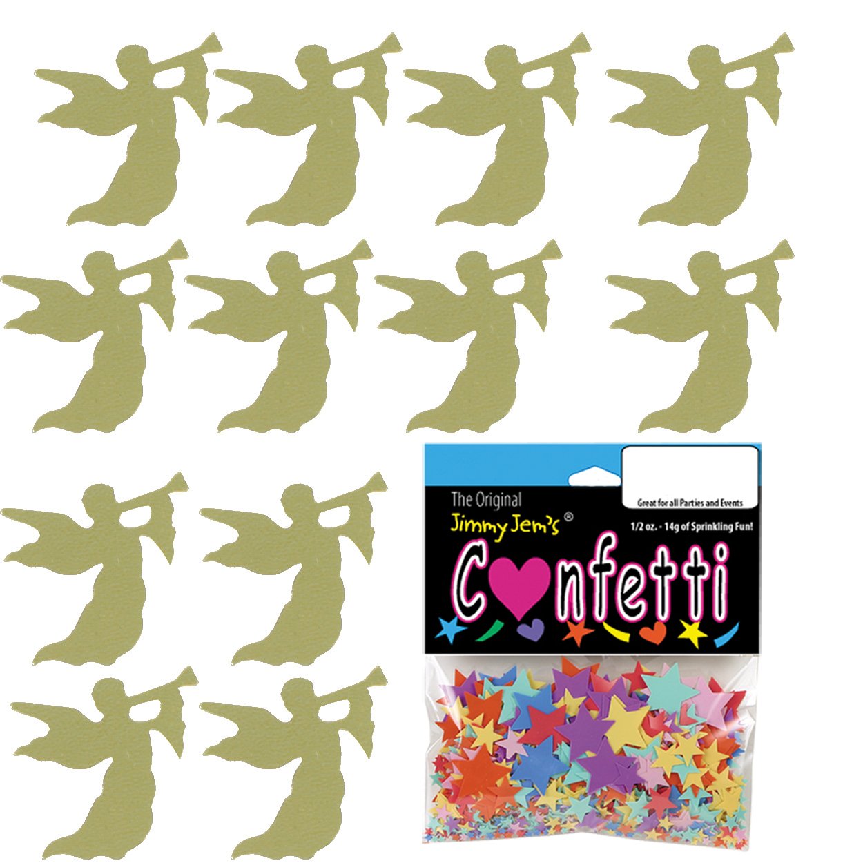 Jimmy Jem's Confetti Angel Horn - Gold Plastic, 2 Half Oz Bags (1 oz) #8971 Q01