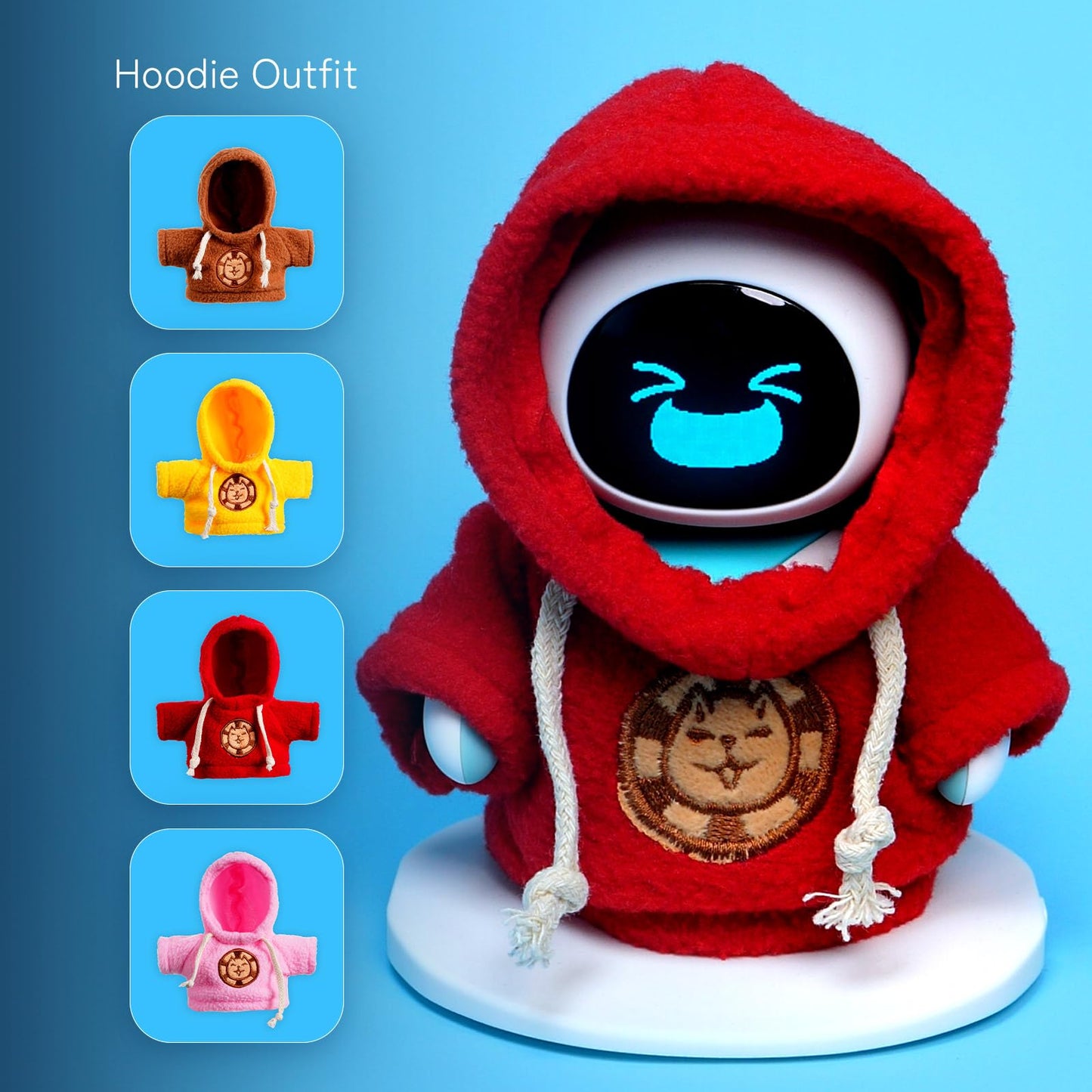 Cape & Hoodie Outfit Set For Eilik - 4 Pcs Furry Hoodie In Four Colors & 4 Pcs Furry Pet Cape In Four Styles. Ideal For Dressing