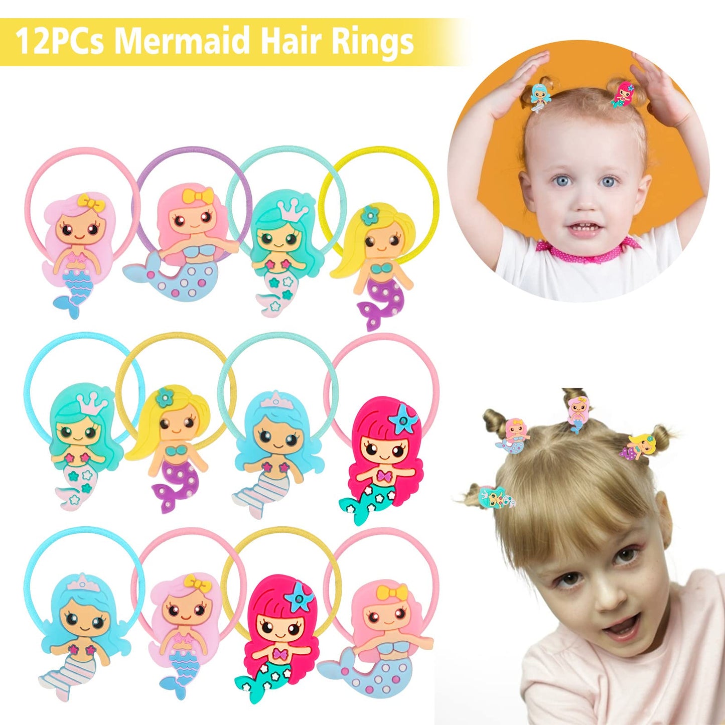 CHRIMISS 102Pcs Mermaid Party Favors Mermaid Bags Mermaid Slap Bracelets Rings Keychain Mermaid Hair Rings Temporary Tattoos Sti
