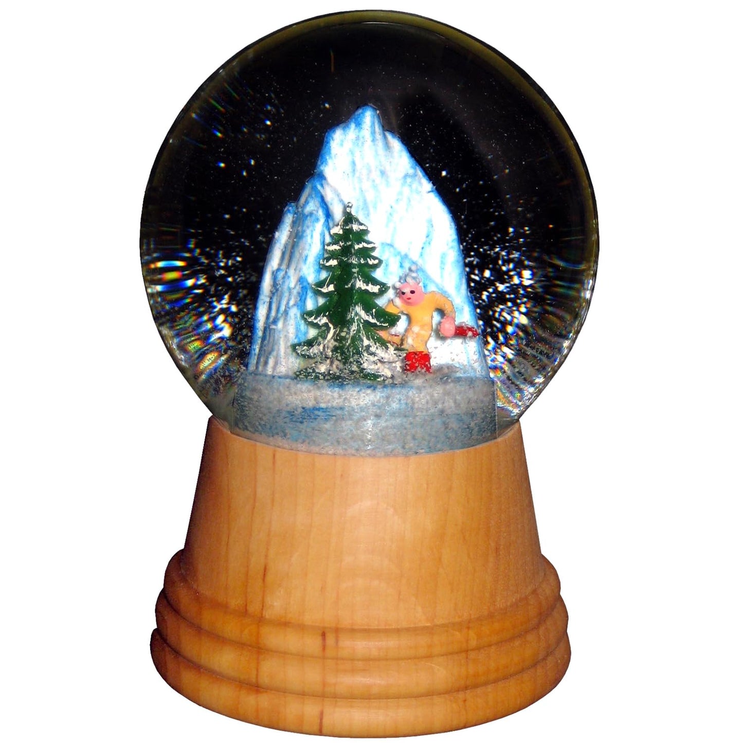 Alexander Taron Importer 2407 Perzy Snowglobe, Medium Skier with Wooden Base-5 H W x 3 D, 5 x 3 x 3, Brown