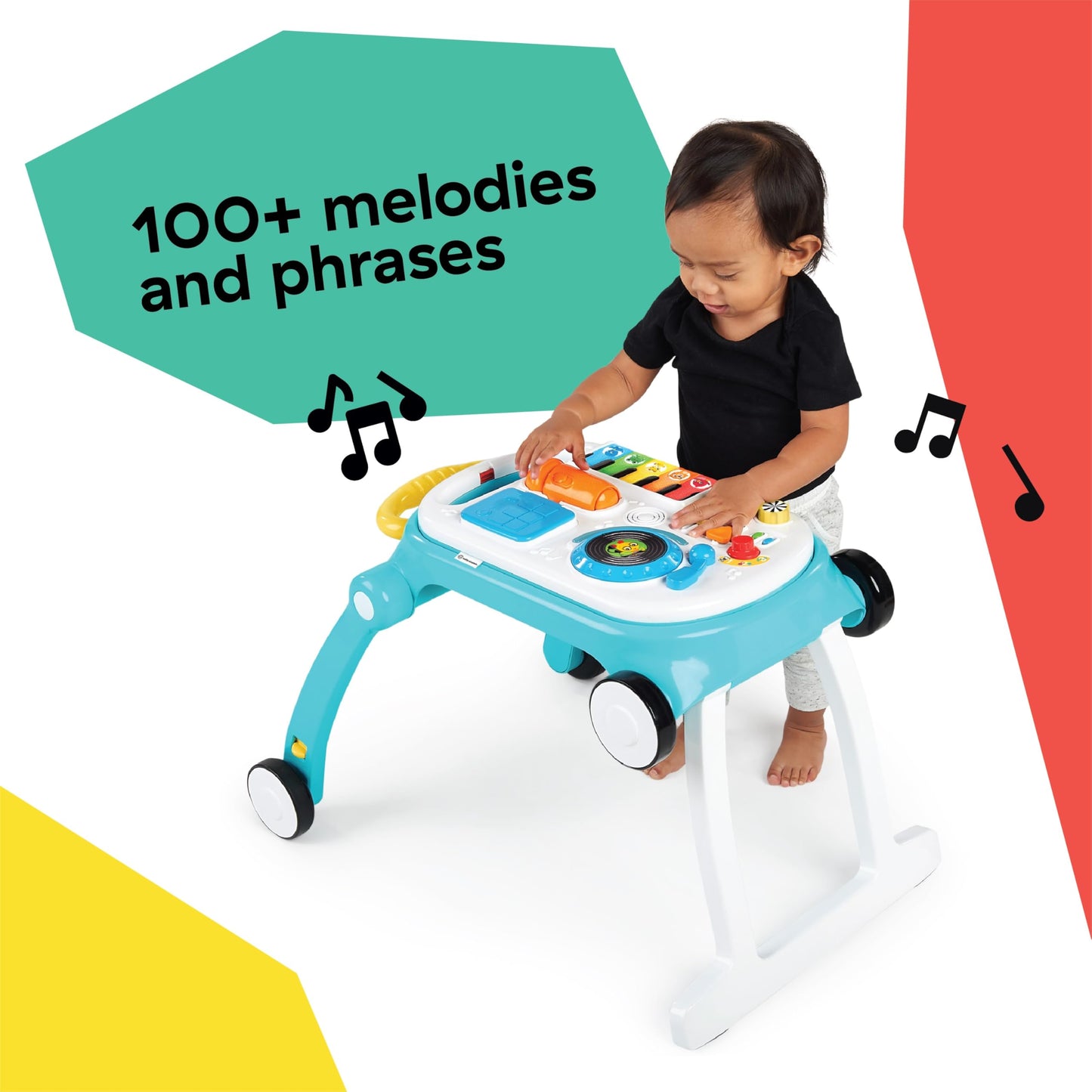 Baby Einstein Musical Mix N Roll 4-In-1 Push Walker, Activity Center, Toddler Table & Floor Toy, 100+ Songs & Phrases, Dj Statio