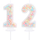 EAKE Pastel 12 Birthday Candle Macaron Glitter 3D Number 12th Candles for Birthday Cakes Girl Women Sweet Theme Twelve Years Old