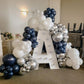 Navy Blue And Silver Balloons, Blue And Silver Balloons, Silver Confetti Balloons Navy Blue White Latex Balloons For Boys Birthd