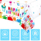 3 Pieces Art Paint Party Tablecloths Happy Birthday Table Cover Paint Splatter Party Table Cloth Disposable Plastic Painting Sup