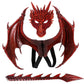 Alodidae Dragon Costumes Set Devil Wings Demon Tail Dino Mask For Halloween Masquerade Party Cosplay (Red)