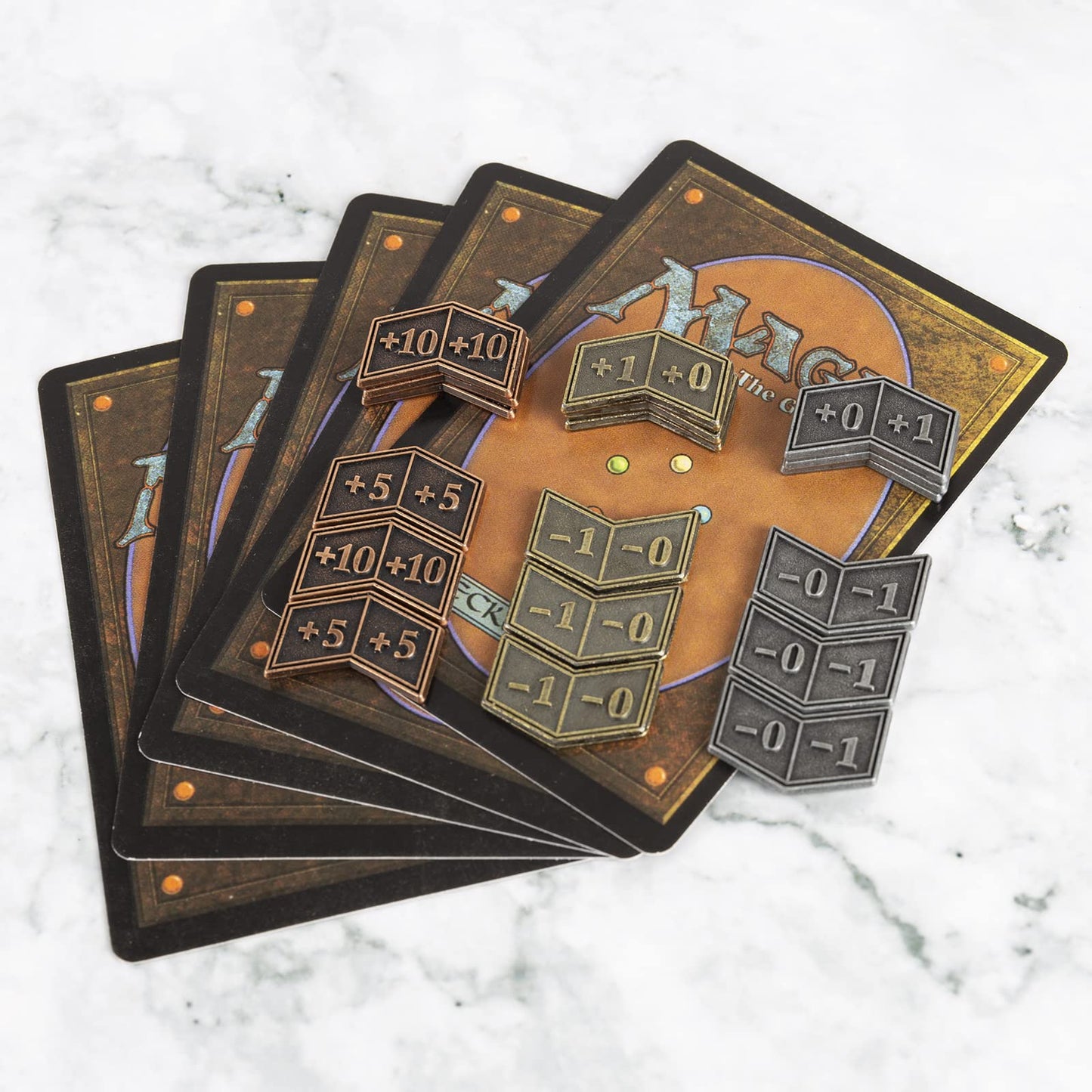 45 Pieces Antique Metal Buff Counter Tokens Magic The Gathering Token Creature Stats Or Loyalty Counters For Mtg Ccg Card Gaming Accessories With Velvet Bag