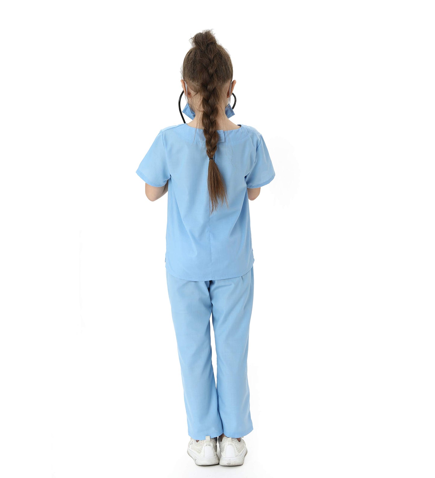 Lingway Toys Kids Pretend Role Play Costumes White Coat With Blue Scrubs And Accessories 6-8Years