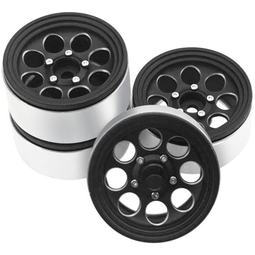 4Pack HIRCQOO Metal 1.9 inch Beadlock Wheel Rim 4pcs Wheel Hub Fit 1.9 Tires Compatible with Axial SCX10 90046 AXI03007 Redcat G