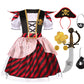 Girls Pirate Costume Buccaneer Princess Costume For Halloween Party Dress Up (7-9 Years)