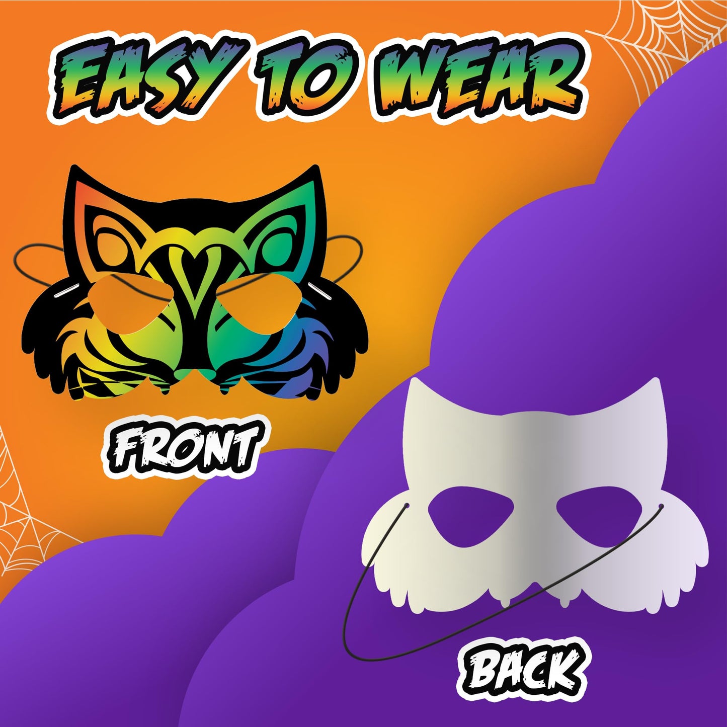 Halloween Scratch Masks for Kids - Set of 60 Halloween Scratch Art Masks - Includes Halloween Craft Masks, Elastic Strings, Wood