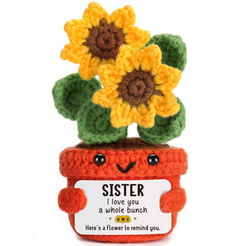 Sister Gifts for Christmas Birthday Big Sister Gift for Women Girls mature-themed Little Older Best Sister in Law Thinking of You Valentines Thanksgiving Christmas Mothers Day Present Cute Handmade Sunflower