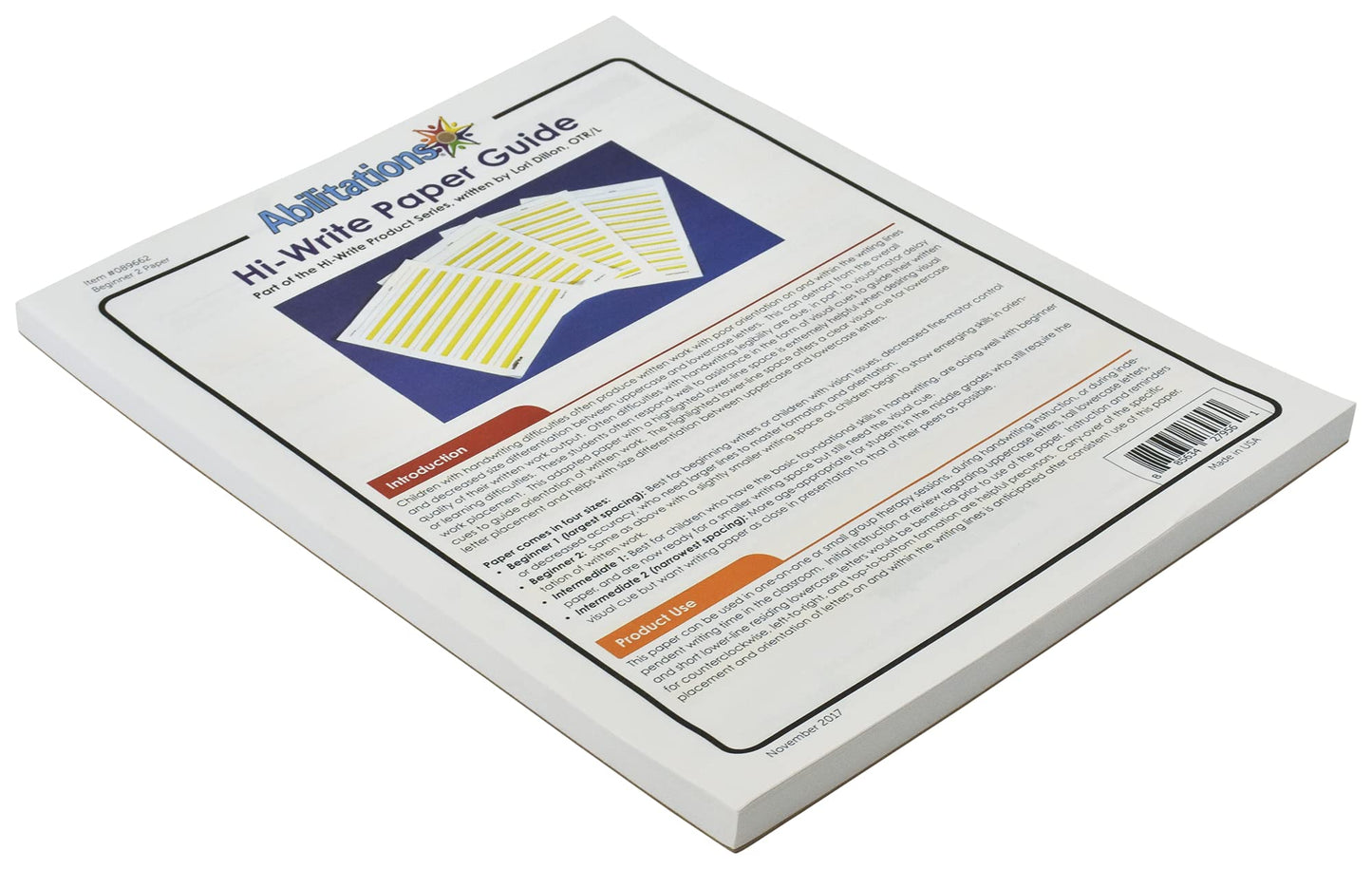 Abilitations Hi-Write Beginner Paper, Level 2, Pack of 100,89662,Yellow/White