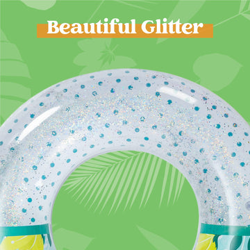 Inflatable Pool Floats With Glitters 32.5'(3 Pack), Pool Floaties Tubes For Swimming Kids Adults Beach Outdoor Party Supplies