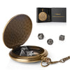 Famard 10mm Tiny DND Dice Set with Vintage Pocket Watch Shell Case, Polyhedral Metal D&D Dice Set for Dungeons and Dragons, RPG