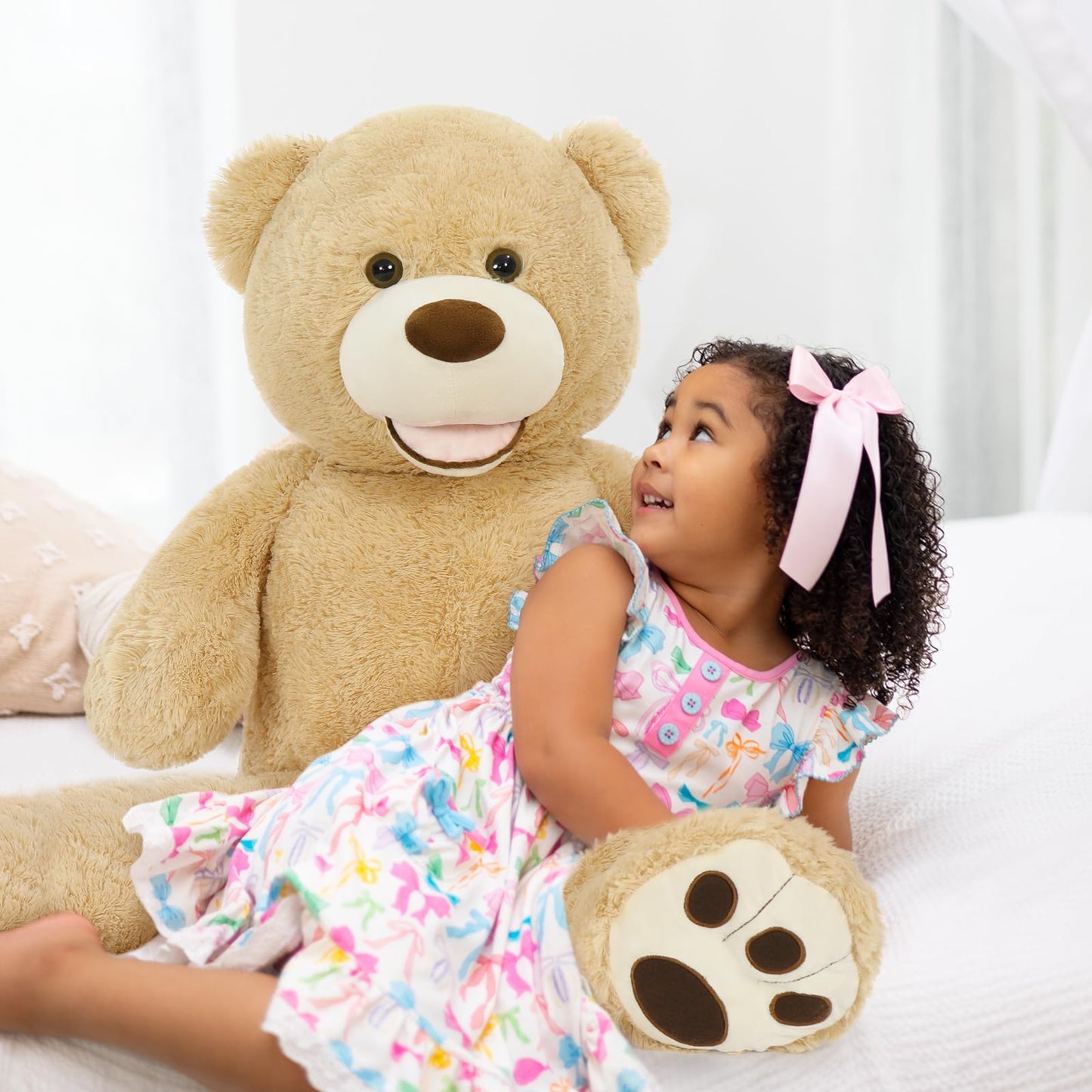 Maogolan Giant Teddy Bears Stuffed Animal, 39 Inches Big Teddy Bear Plush Toy, Soft And Cuddly Teddy Bear Gift For Girlfriend,Children,Kids