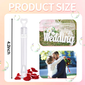 48 Pack Bubbles for Wedding Party Favors - Mini White Heart Bubble Wand Bulk with Bubbles Refill Solution Toys for Kids mature-themed  Wedding  Anniversary  Valentine's Day  Propose  Bachelorette Party Favors