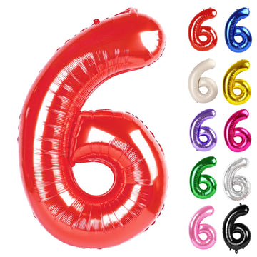 Red Number 6 Balloon 40 Inch, 6 Balloon Number, 6Th Birthday Decorations, Red Party Supplies For Boys Girls