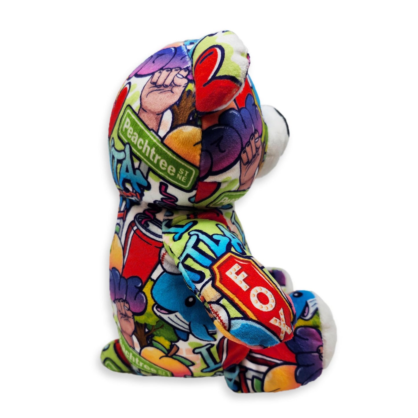 PLUSHOLOGY I Love Atlanta Graffiti Teddy Bear Eco Friendly Stuffed Animal; Cuddly Soft Velboa Plush Animal for Kids 3 Years Old to mature-themeds; Child-Safe Embroidered Face Details (10 Tall When Seated)