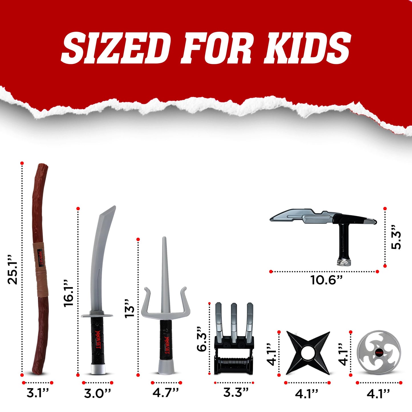 Liberty Imports Ninja Warrior Toy  Role Playset - Kids Pretend Play Dress Up Costume Accessories Set for Children Pretend Play Battles (Set 2)