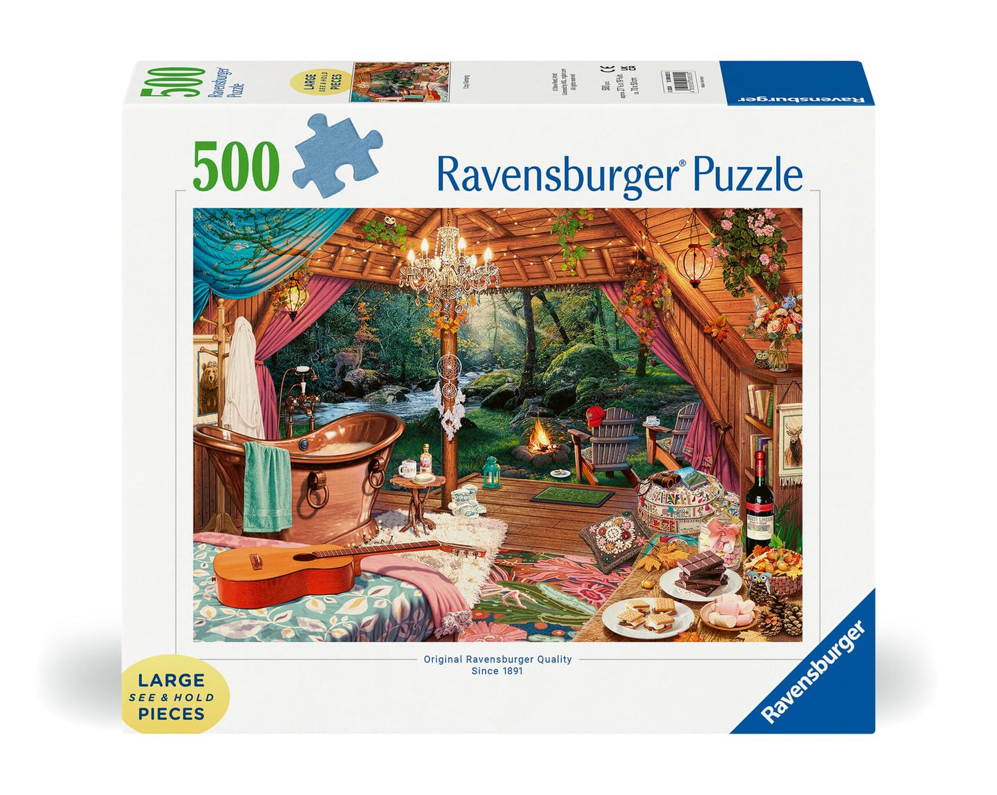 Ravensburger 500-Piece Cozy Glamping Puzzle | Large Format | Vibrant Cardboard | Multi-Color | Model 12000825