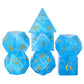 UDIXI Gemstone DND Dice Set, 7PCS Cracked Blue Cat's Eye Stone D&D Polyhedral Dice for Dungeons and Dragons Tabletop Games