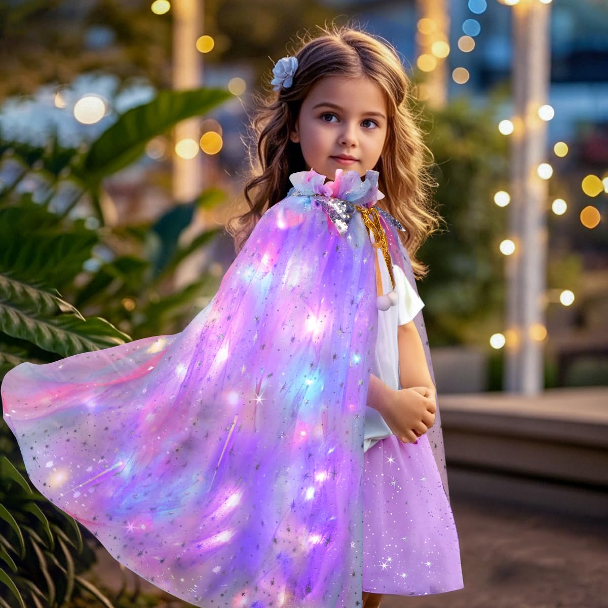 Meland Princess Dress Up For Girls, Light Up Princess Cape With Crown & Tutu, Dress Up Clothes For Halloween, Role Play, Girl To