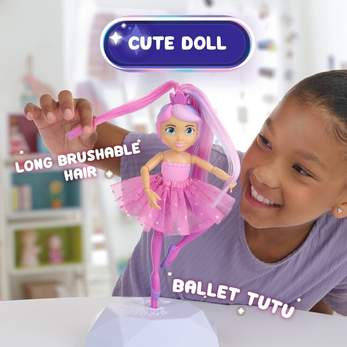 Twirl Along Dancing Doll, Lena Ballerina, with Wand and Light-Up Stage (Ages 3+)