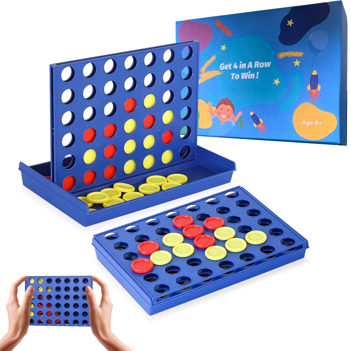 Pedolini 4 In A Row Connect Game Travel Board Game (Small) Mini 7X4.8 Inch