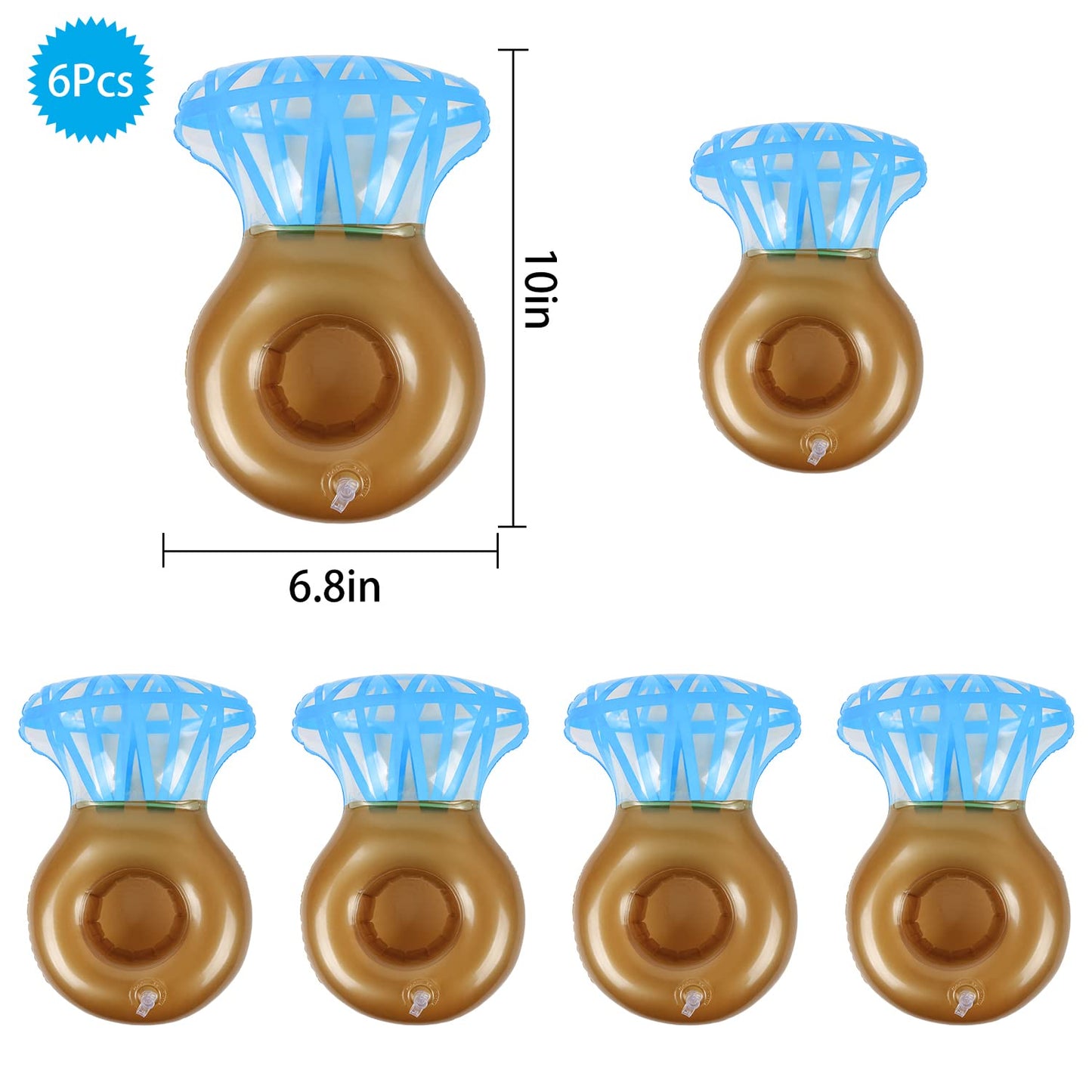 6 Pack Ring Inflatable Drink Holder, Liyde Drink Floaties Floating Drink Holder For Swimming Pool Drink Holder For Pool Party Bachelorette Party Float Decorations Pool Accessories For Adults