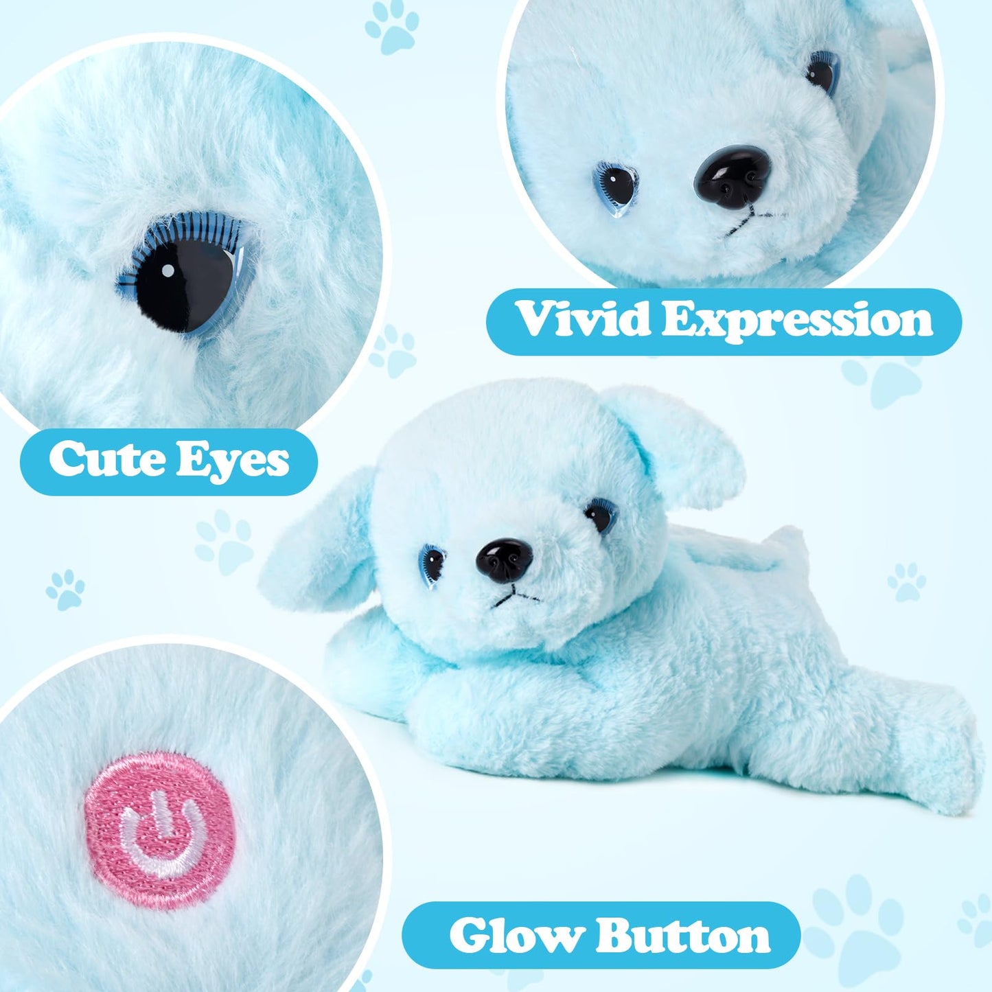 Glow Guards Musical Light up Polar Bear Stuffed Animal Singing Soft Plush Toy with LED Night Lights Nursery Songs Glow Bedtime P