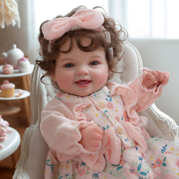Babeside Lifelike Reborn Baby Dolls, 17 Inches Lovely Realistic-Newborn Baby Dolls With Curly Brown Hair, Soft Body Real Life Baby Dolls Girl With Gift Box For Kids Age 3+