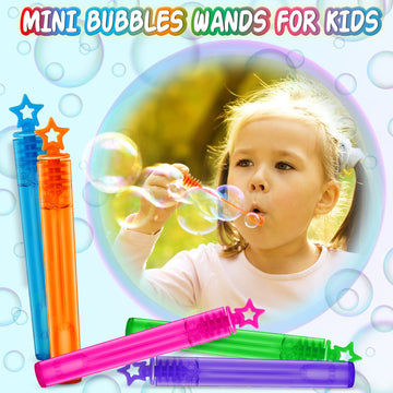 300 Pack Mini Bubble Wands In 10 Color, Bulk Party Favors For Kids, Ideal Goodies Bags Stuffers, Themed Birthday, Valentine, Easter, Halloween, Christmas, School Classroom Prizes For Boys & Girls