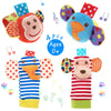 Baby Rattle,Urutoreo Baby Wrist Rattle And Foot Rattles Finder Socks Set, Developmental Soft Animal Rattles Monkey And Elephant