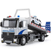 HAPYAD Police Tow Truck Toy Metal Cab, Flatbed Tow Truck Toys for Boys with Lights and Siren Sounds, Friction Powered Police Car