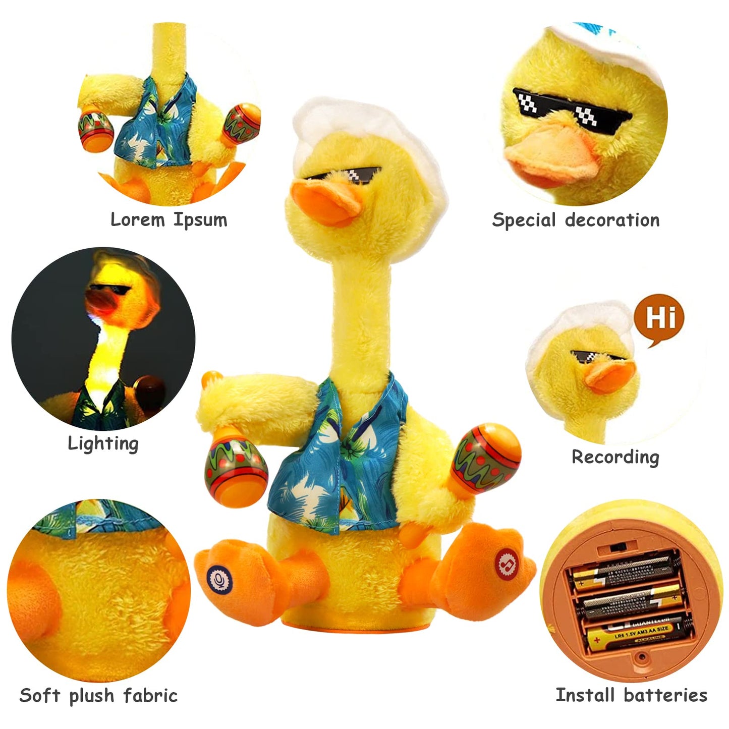 Milegi Talking Duck Toy Repeats What You Say Dancing Duck Baby Toys For Kids Toddlers Infants Mimicking Singing Duck Stuffed Ani
