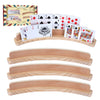 GOTHINK Set of 4 - Cruved Playing Card Holder for Kids mature-themed Seniors 2 Slot Solid Wood Cards Holders for Playing Cards 14 x 1.6 x 1.8 Inch Non Slip Card Deck for Bridge Canasta Strategy Card Games