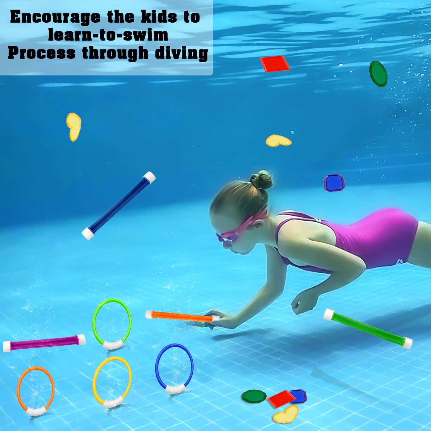 Pool Toys For Kids Ages 8-12 4-8, 16 Pcs Pool Diving Toys For Kids Age 3-10, Summer Underwate Swimming Training Diving Rings Div