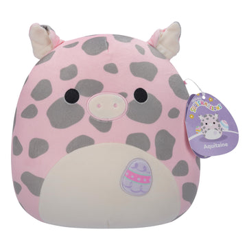 Squishmallows Original 12in Aquitaine The Pink Pig with Egg Embroidery - Official Jazwares Plush (Medium-Sized)
