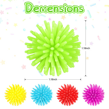 HyDren 25 Pack Mini Spiky Porcupine Balls Stress Toy Soft Fidget Sensory Toy Multi Color Mini Spiky Hedge Balls for Teens and mature-themeds Birthday Party Favors  1.18 Inches