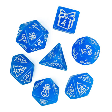 HDdais Christmas Dice 7-Die Polyhedral DND Dice with Christmas Tree and Snowman Pattern Adapted for Dungeons and Dragons MTG Tab