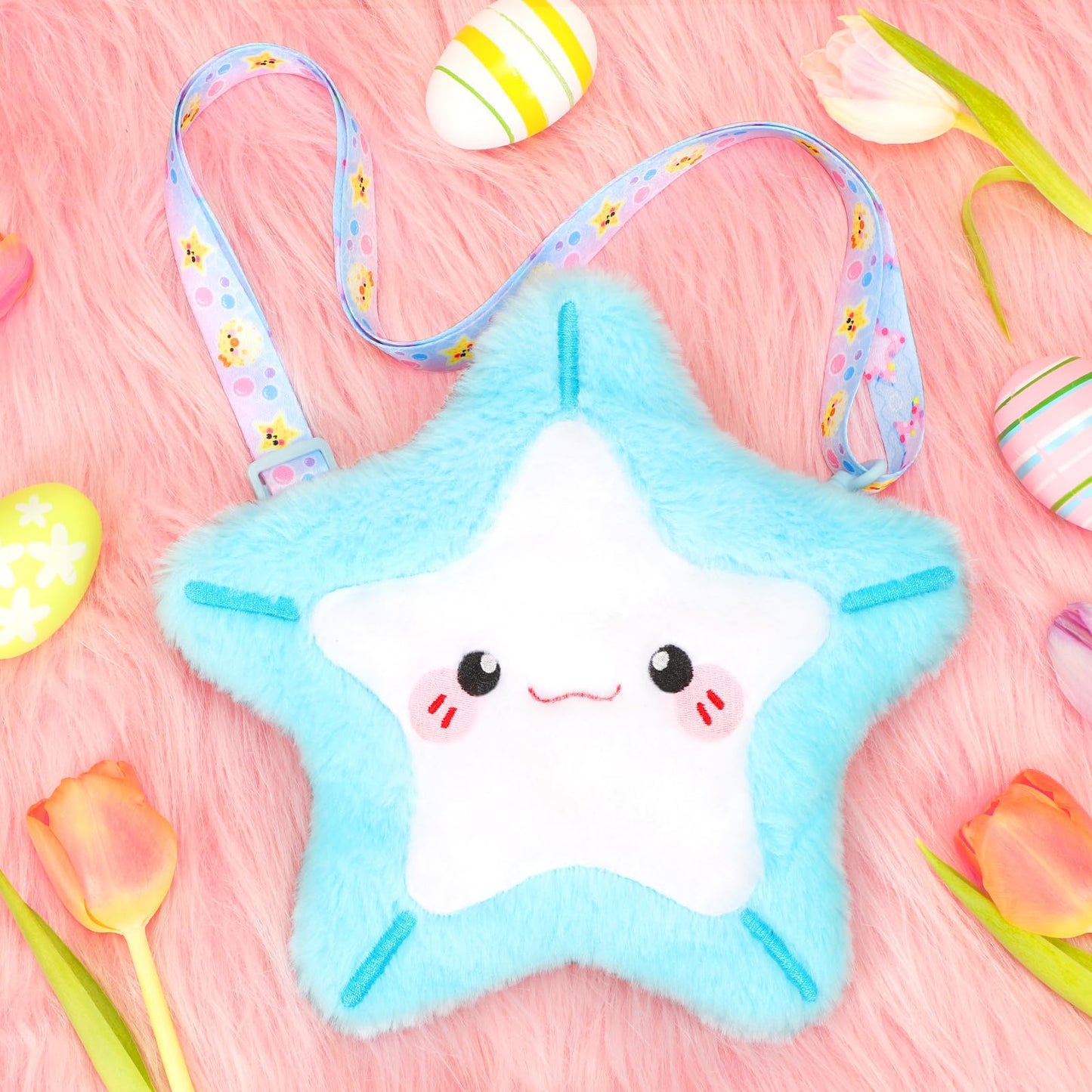 CatchCute Plush Starfish Bag Kids Handbag Crossbody Bag with Zipper,Plush Coin Purse with Adjustable Strap,Soft Starfish Stuffed