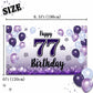 LASKYER Happy 77th Birthday Decorations,77th Purple Balloon Large Birthday Banner Backdrop Sign,77 Years Old Bday Party Supplies