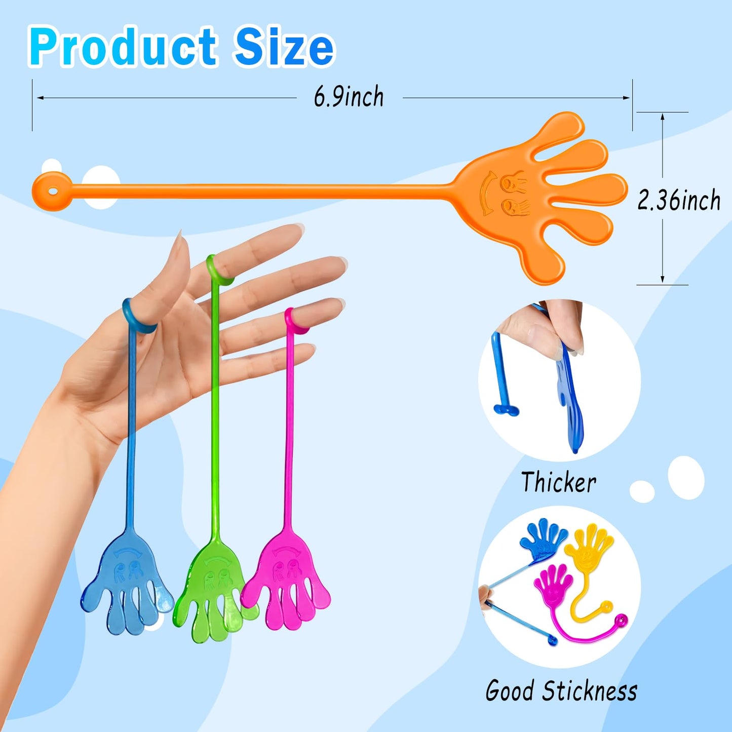 Sticky Hands Bulk 48 Pcs Party Favors For Kids 4-8 8-12 Stretchy Sticky Hand Toy Easter Basket Stuffers Egg Fillers Goodie Bag Stuffers Treasure Box Toys For Classroom Prizes Birthday Party Supplies