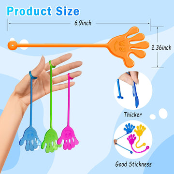 Sticky Hands Bulk 48 Pcs Party Favors For Kids 4-8 8-12 Stretchy Sticky Hand Toy Easter Basket Stuffers Egg Fillers Goodie Bag Stuffers Treasure Box Toys For Classroom Prizes Birthday Party Supplies