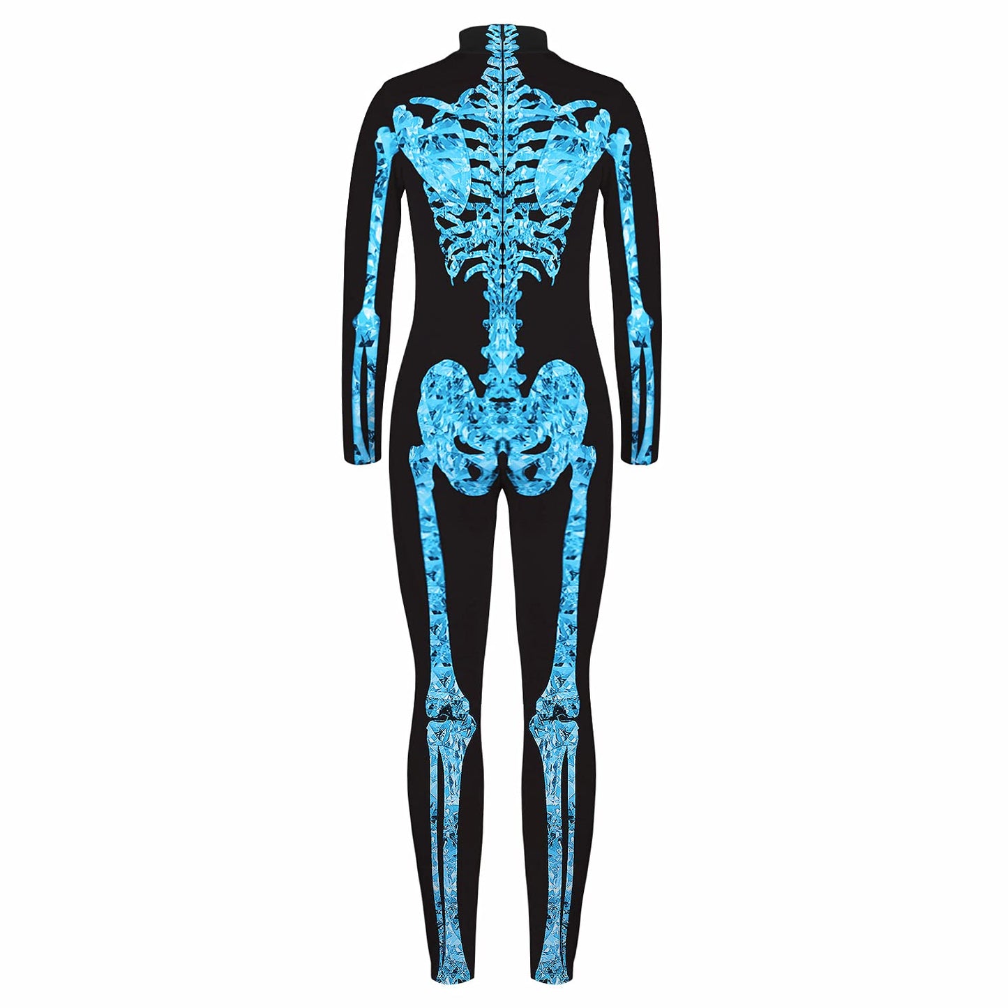 Remimi Skeleton Costumes For Boy Halloween Kids Long Sleeve Zip Back Black Bodysuit Outfits Onesie Blue M