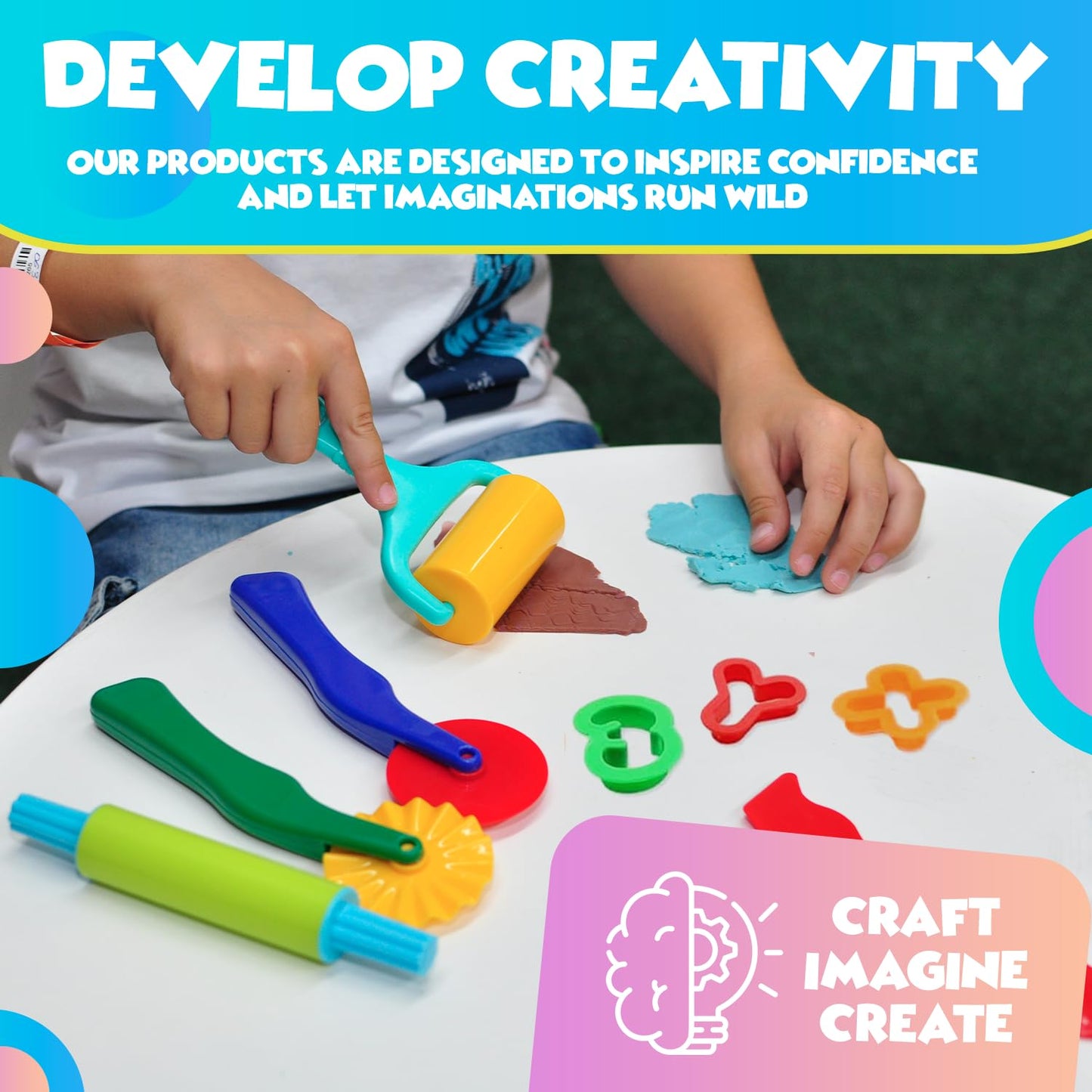 Clay And Play Dough Tools Six Piece Set - Ages 3 & Up Dimrom (47Pcs)