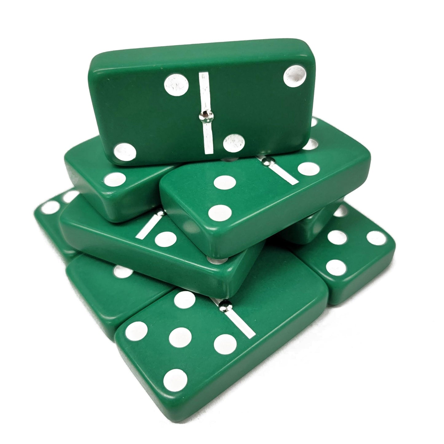 Marion Domino Double Six 6 Green Tiles Jumbo Tournament Professional Size With Spinners In Black Elegant Velvet Bag
