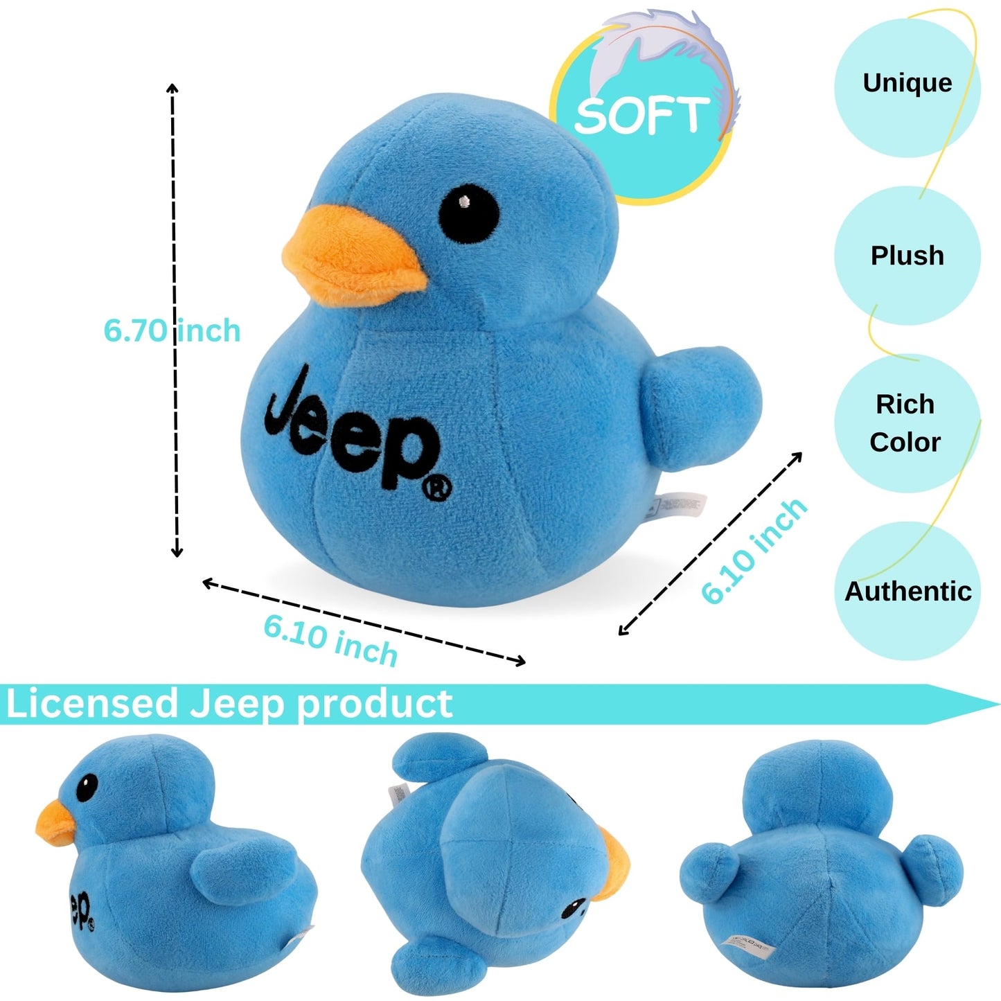 Jeep Text Logo Stuffed Animal Plush Duck Blue -Perfect Enthusiasts You'Ve Been Ducked (Blue)