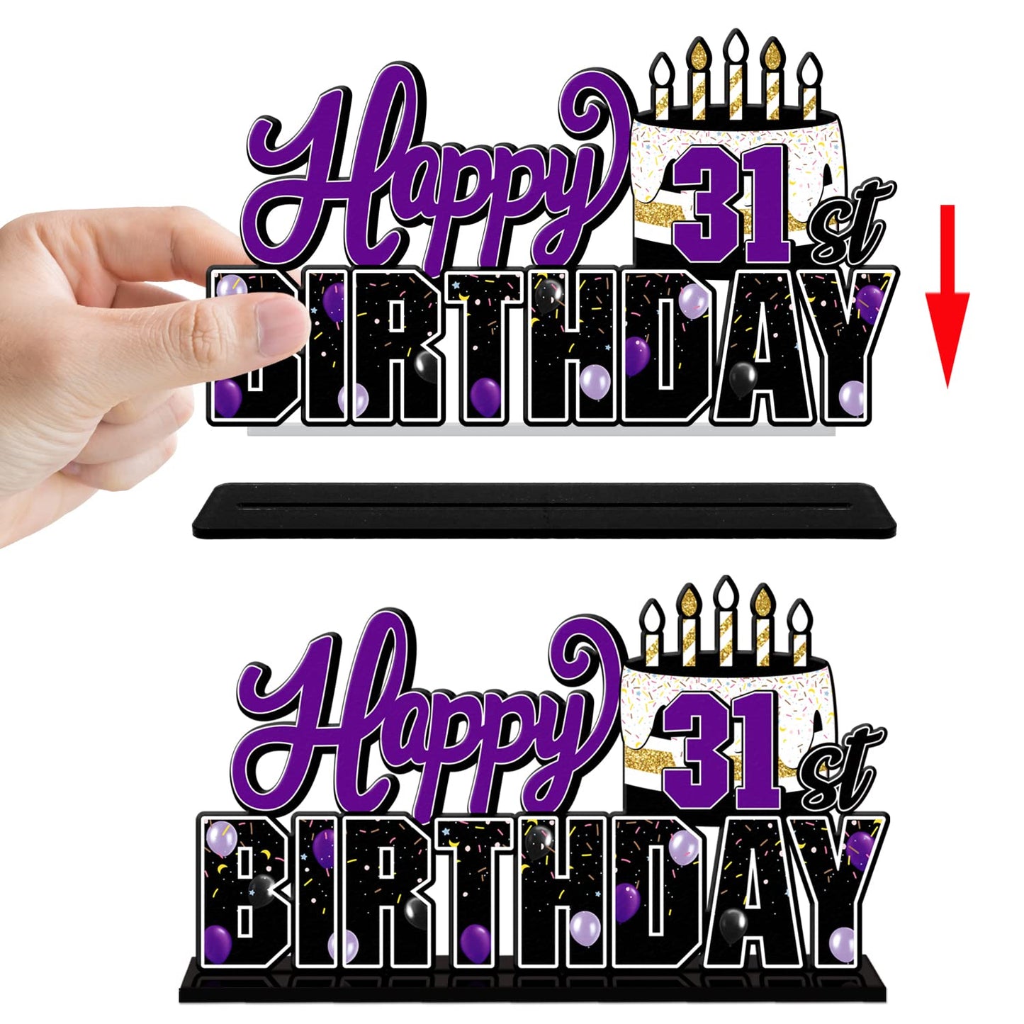 Lingteer Happy 31St Birthday Purple Acrylic Table Topper Centerpieces Set - Cheers To 31 Years Old Birthday 31St Bday Party Gift Decorations.